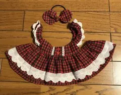 ラボ服⭐︎らぼ服 赤と紺のタータンチェックのワンピース♡リボン飾りつき