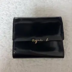 agnès b. ブラック バイカラー三つ折り財布