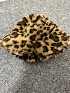 ファー バケットハット 帽子 ヒョウ柄