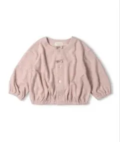 【新品未使用】kid´s zoo 80cmパイル起毛リボン付き長袖カーディガン