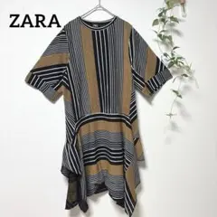 ZARA ザラ アシンメトリー ワンピース マルチボーダー チュニック Sサイズのサムネイル