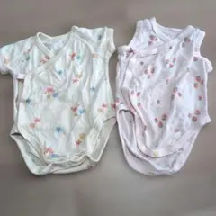 ユニクロ メッシュ　ボディスーツ ノースリ＆半袖 60cm 前開き 2枚セット