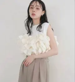 Frene ナイロンフリルドッキングビスチェ　ホワイト　白　lian