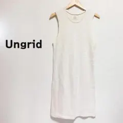 Ungrid アングリッド　ワンピース　ジャガード　白　袖なし　ホワイト　ひざ丈のサムネイル