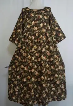 木綿／着物リメイク／ワンピース ★サイズL～LL