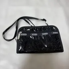 美品　レスポートサック　ブラックグリッター　マルチケース　ポーチ　ショルダー