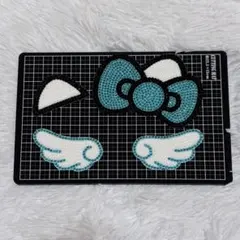 うちわデコ デコうちわ デコパーツ デコストーン　猫耳　リボン　羽　ブルー　青