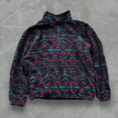 90S エディーバウアー　総柄　スナップTタイプ　フリース　L　黒タグ　USA製