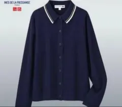 UNIQLO×INES コラボ ニットポロカーデ S ネイビー 綿100%