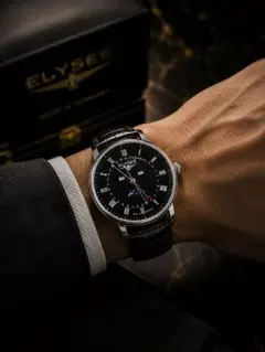ELYSEE ムーンフェイズ レザーベルト 腕時計