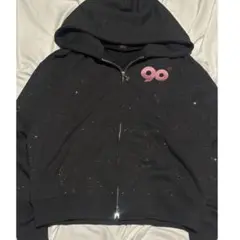9090 girl Logo Glitter Light Zip Hoodie