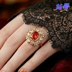 オーバルカットリング　ルビーcz　二重パヴェ　16号