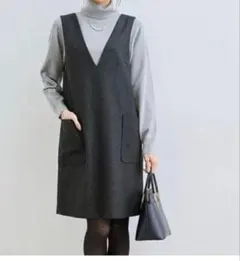 【美品】　ロペピクニック　ジャンパースカート　ノースリワンピ　グレー　Sサイズ