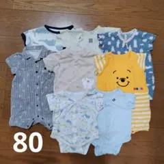 70 80 前開き 半袖 ロンパース8枚セット 男の子　男児 ベビー