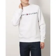 【美品】TOMMY HILFIGER ホワイト クルーネック スウェット L