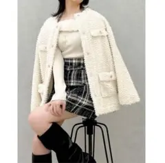 dazzlin ボアフレンチブルゾン ホワイト