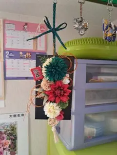 正月新春しめ飾り風　洋風ハンドメイドリース