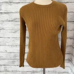 edited by KBF リブ編み長袖ニット マスタード　リブニット　秋　綿