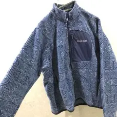 mont-bell 総柄 フリースジャケット 美品 ネイビー 160