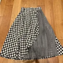 フレアスカート ギンガムチェック ブラック・ホワイト