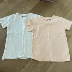 キッズ 半袖Tシャツ 2枚セット ホワイト サーモンオレンジのサムネイル