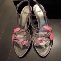 ANNA SUI アナスイ ピンク蝶 サンダル ヒール 24.5cmのサムネイル