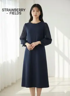 美品 STRAWBERRY-FIELDS　レーススリーブワンピース