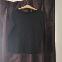 ブラックリブ編み長袖トップスMサイズ