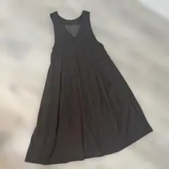 KBF ブラック ノースリーブ フレアワンピース