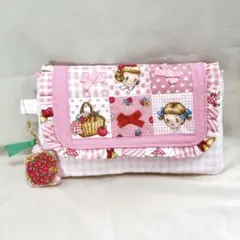 マーガレット&ソフィ　ピンク　ふわふわ　蓋付き　マルチケース　キーホルダー付き