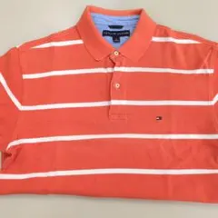 TOMMY HILFIGER オレンジストライプポロシャツ M