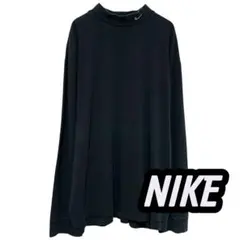 00s NIKE ロングT ブラック 無地 モックネック スウォッシュ サイズL