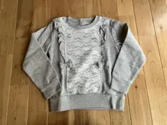 新品 女の子 キッズ 西松屋 裏起毛 刺繍 トレーナー 130センチ グレー