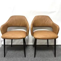 未使用】ダイニングチェア 2脚セット ブラウニーブラック レザー