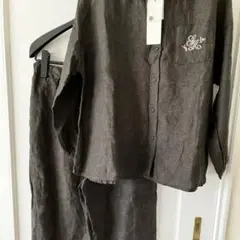 サマンサモスモス　sm2リネン刺繍上下2枚セットアップチャコール　タグ付き