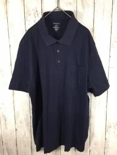 GEORGE　ジョージ半袖ポロシャツUSA古着＊ネービー　Lサイズ　K-1-19のサムネイル