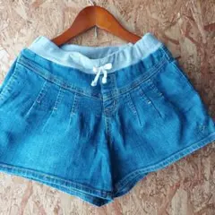 ☆Hushushデニムブルー ハーフパンツ☆130 ゴムウエスト