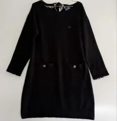 廃盤　バーバリーブルーレーベル　ニットワンピース 七分袖 リボン サイズ38 黒