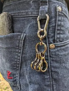 アメカジ　ブラックカラビナ　キーリング　ビンテージ　アクセサリ　シンプル　メンズ