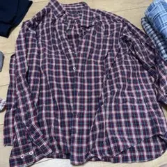 ELEL men's チェック柄シャツ 3L ネイビー/レッド