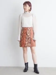 新品★完売品激安 カラーブロックスカート サイズ1 リリーブラウン