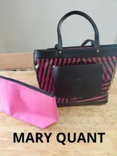 MARY QUANT マリークワント　ストライプ　ビニールバッグ　ポーチ付きのサムネイル