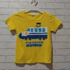 イエロー 電車プリント Tシャツ 100cm