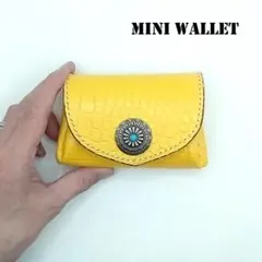 本革レザーミニウォレットミニ財布イエローかわいい財布レディース財布レザークラフト