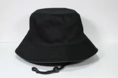 リバーシブル バケットハット あご紐付き（黒/グレー、63cm）