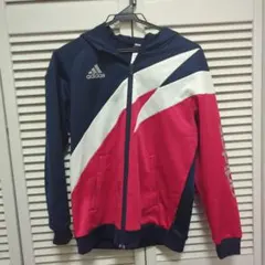 adidas フード付きジャケット 160サイズ ネイビー/ピンク