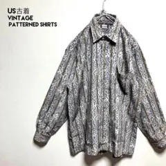 一点物USA古着ヴィンテージ総柄デザインポリエステルシャツy2k長袖【l22】