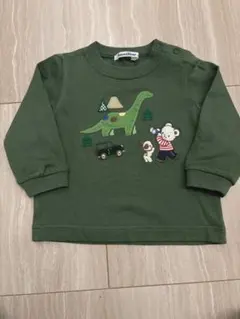 【美品】ファミリア 恐竜 刺繍 長袖 トレーナー　グリーン 80 男の子