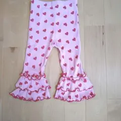 ハート柄ピンクレギンス フリル付き
