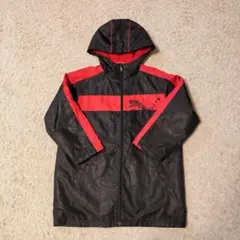 PUMA　プーマ　フード付きベンチコート　裏側ボア　ブラック×レッド　130